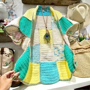 Rare ARTISAN patchwork boho Cocoon Cape kimono w cabin granny prairie vibe